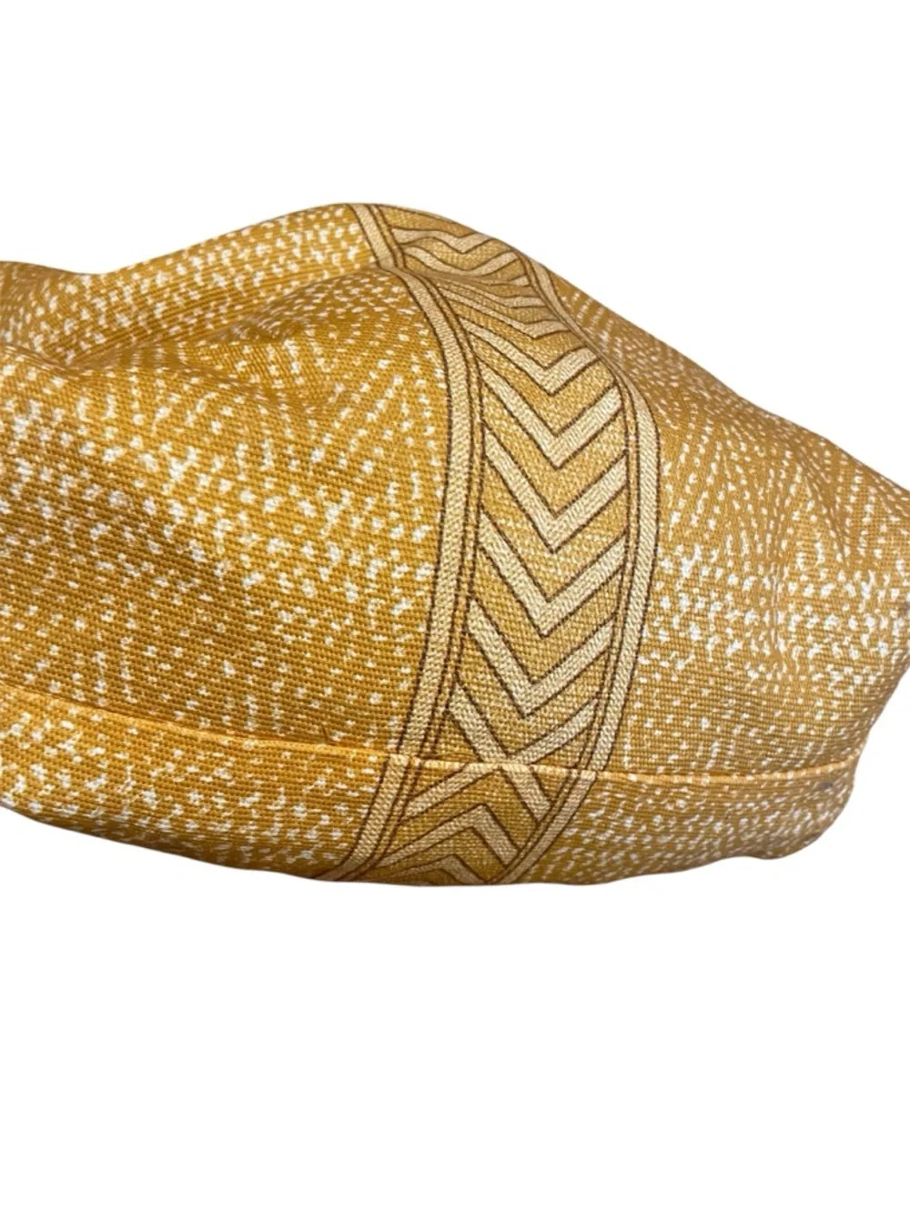Prana Mustard Yellow Patterned Tote with Brown Straps